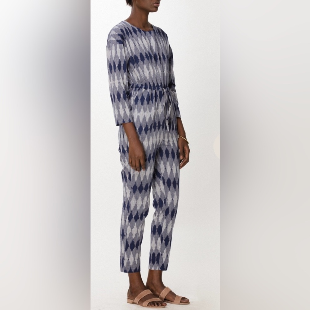 NWT Osei-Duro Toss IKAT Navy Handwoven Jumpsuit 100% Cotten - Picture 2 of 7